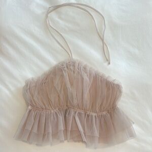 Etiquette Clothiers Sheer Cream Crop Top